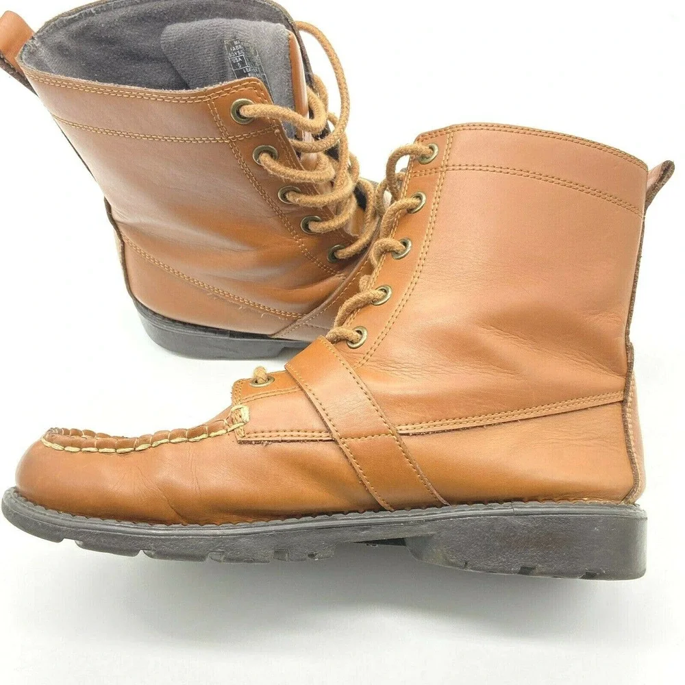 Polo by Ralph Lauren leather boots size 5 Brown lace Tie‎ Up High Ankle unisex - Picture 9 of 12